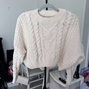 Altar'd State Cream Cropped Knit Sweater